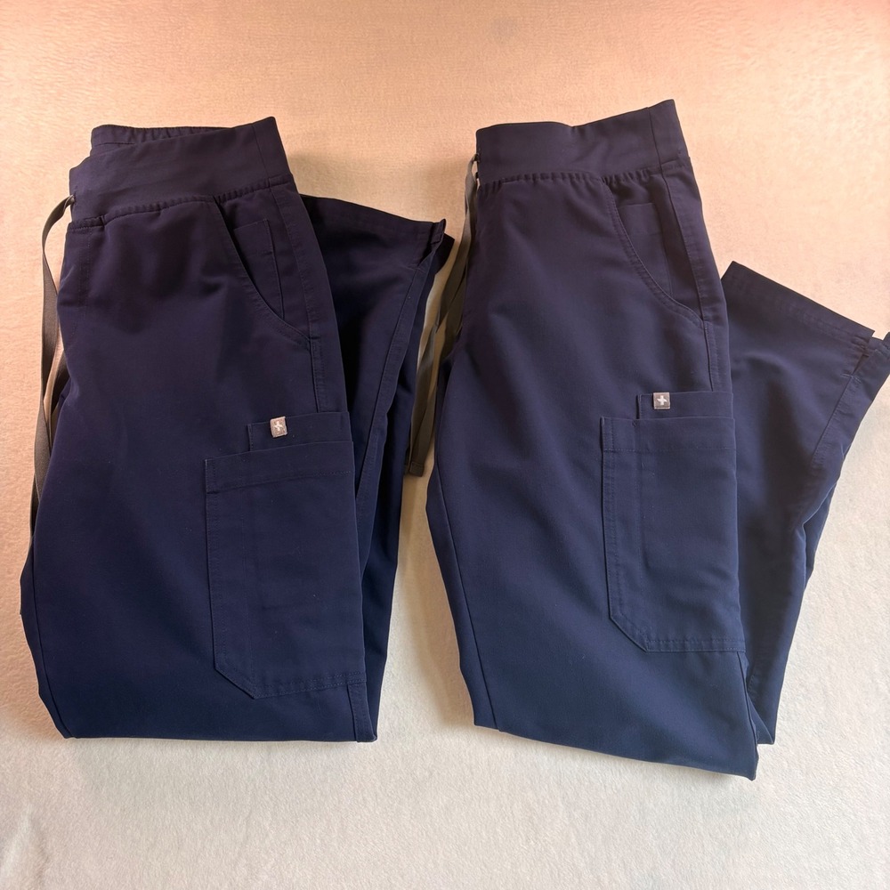 Figs Yola Yoga Scrub Pants Lot of 2 Navy Blue Women Small W22SW2023 Straight Leg